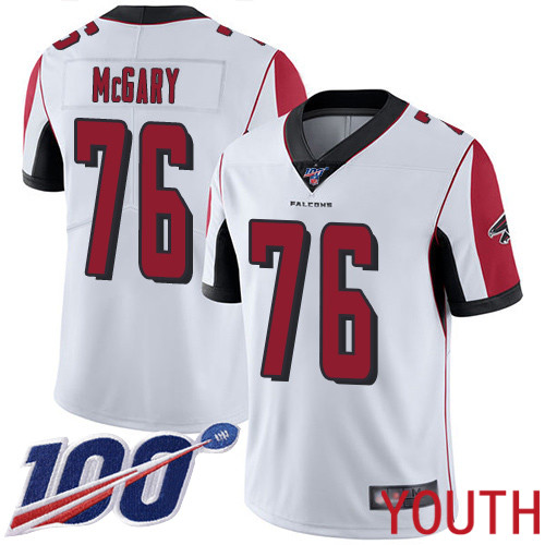 Atlanta Falcons Limited White Youth Kaleb McGary Road Jersey NFL Football #76 100th Season Vapor Untouchable